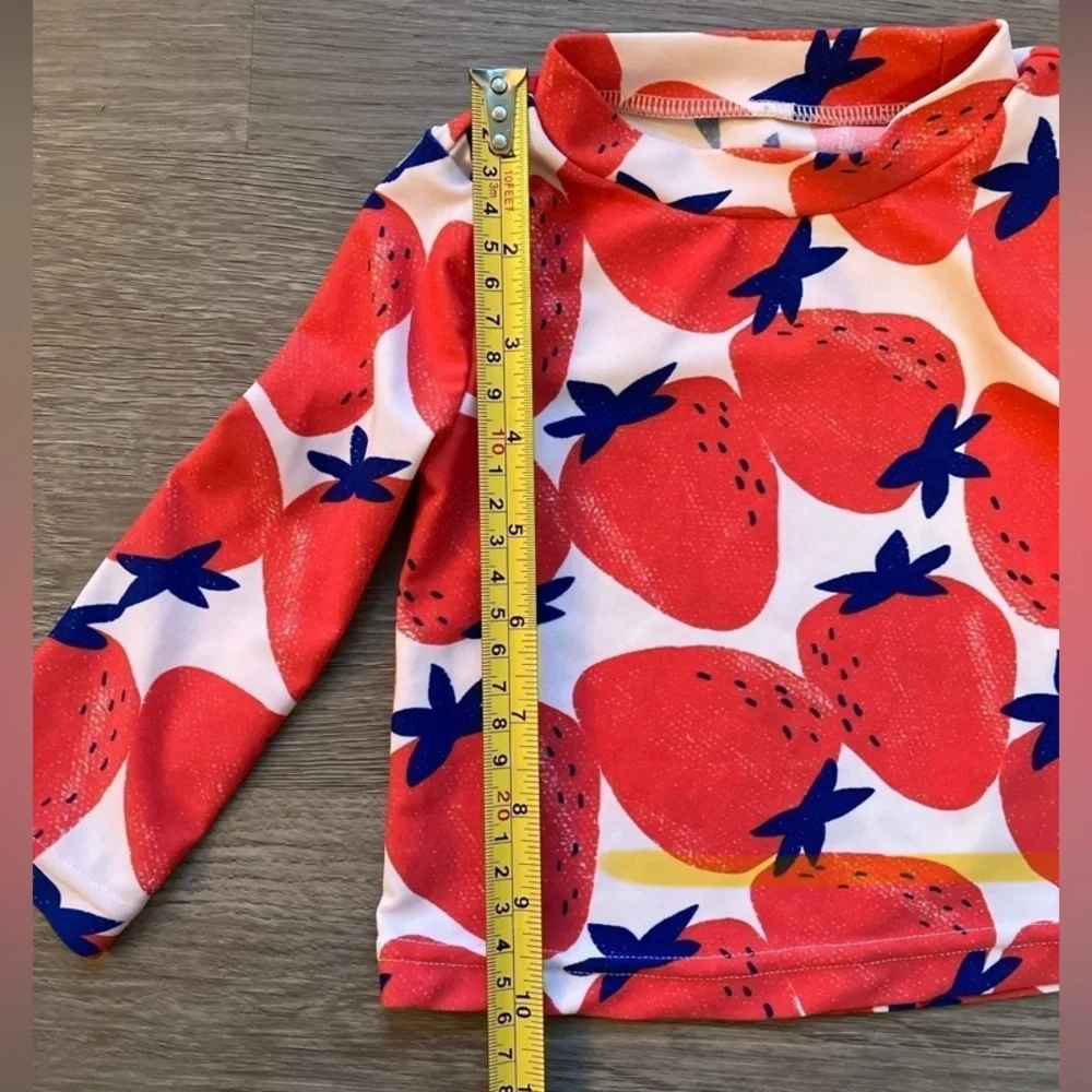 Carter’s Baby Girls Rash Guard Size 9M Set of 2 Long Sleeve Floral Strawberries